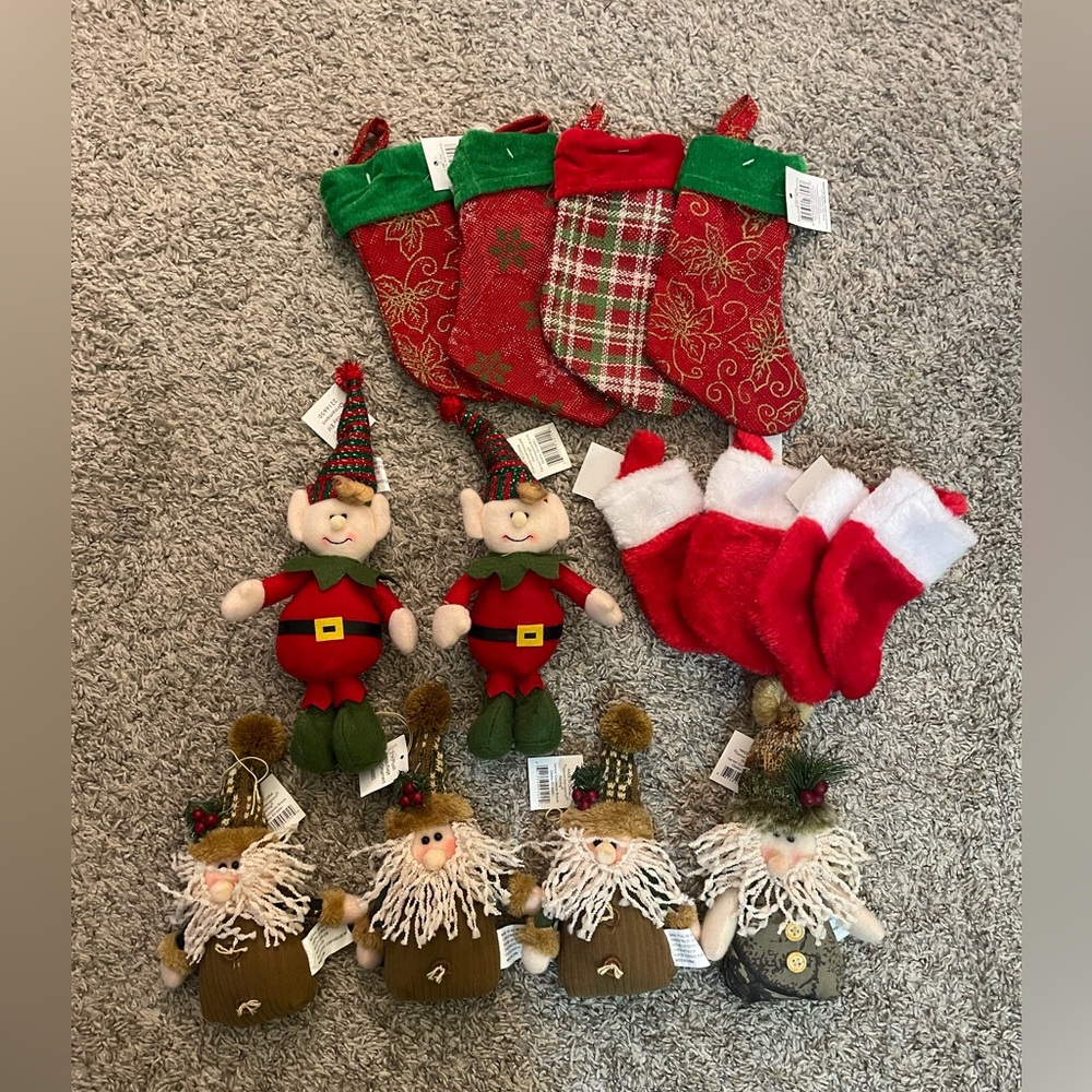 Christmas Lot Including Ornaments and Stockings